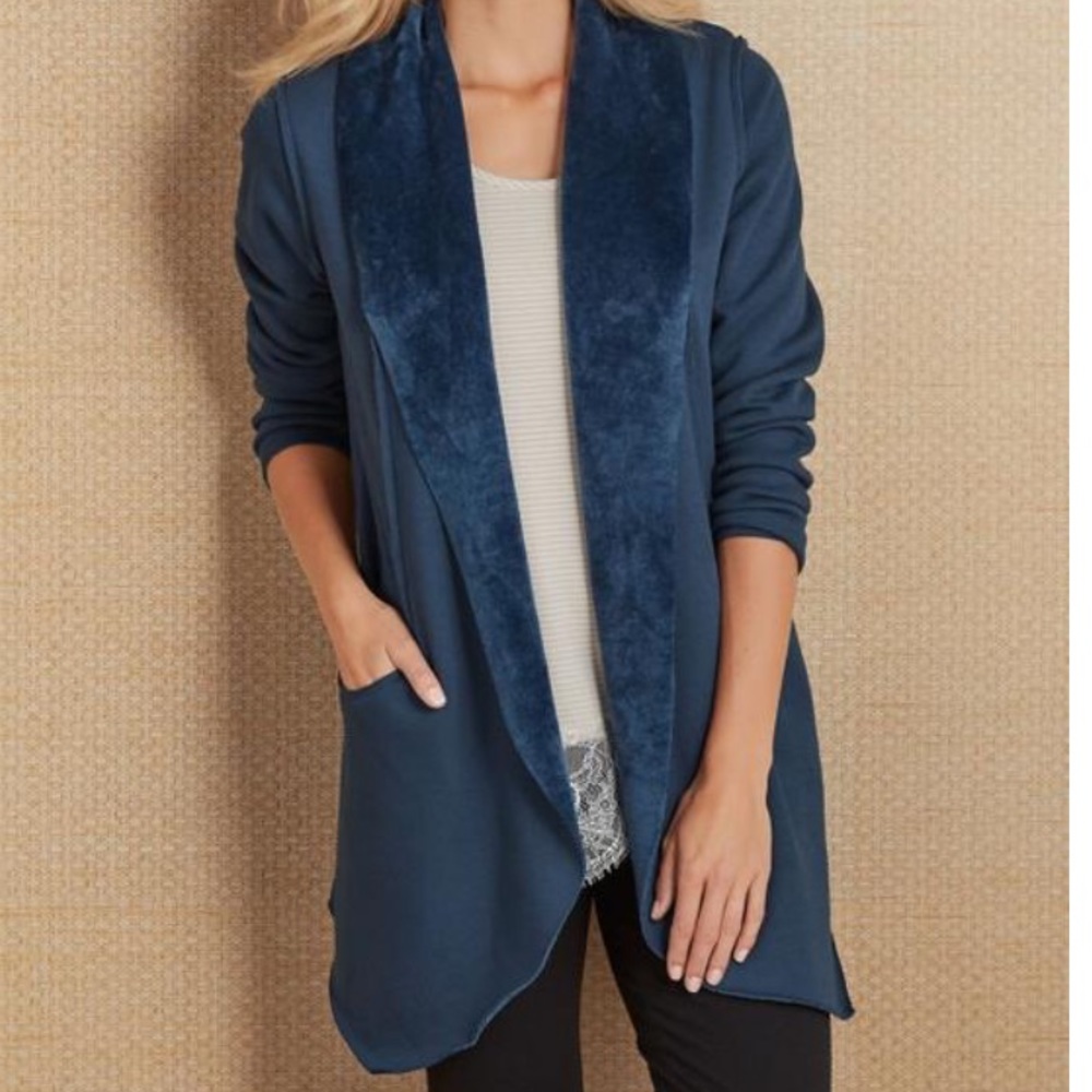 Soft surroundings lined cardigan sweater, L